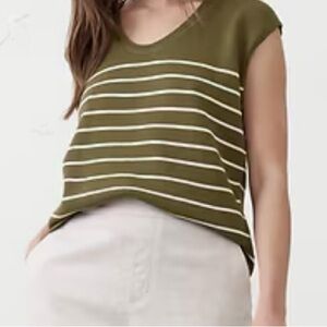 Banana Republic Olive and White Striped Tee